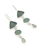 Shades of Grey Multi Shape Sea Glass Triple Drop Earrings