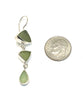 Shades of Sage Green Multi Shape Sea Glass Triple Drop Earrings