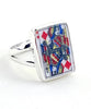 Queen of Diamonds Playing Card Vintage Pottery Ring- Size 6