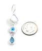 White & Aqua Sea Glass with Aqua Flower Vintage Pottery Triple Drop Earrings