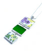 Purple & Yellow Floral Vintage Pottery with Green Sea Glass Triple Pendant