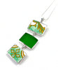 Green & Gold Decorative Vintage Pottery Green Sea Glass Triple Pendant