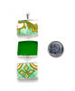 Green & Gold Decorative Vintage Pottery Green Sea Glass Triple Pendant