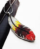 White, Rust and Red Fused Beaded Feather Pendant on Sterling Silver Chain