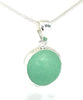 Light Turquoise Green Sea Glass Marble Pendant on Silver Chain