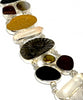 Amber & Brown Sea Glass with Petrified Shell, Crystals & Agate Cluster Bracelet
