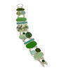 Green & Aqua Sea Glass with Amazonite,Turquoise and Fused Glass Cluster Bracelet