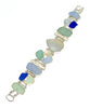 Aqua & Blue Sea Glass and Sea Pottery with Mother of Pearl Cluster Bracelet