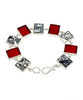 Black and White Vintage Pottery with Red Stained Glass Bracelet - 8