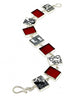 Black and White Vintage Pottery with Red Stained Glass Bracelet - 8