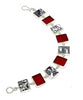 Black and White Vintage Pottery with Red Stained Glass Bracelet - 8
