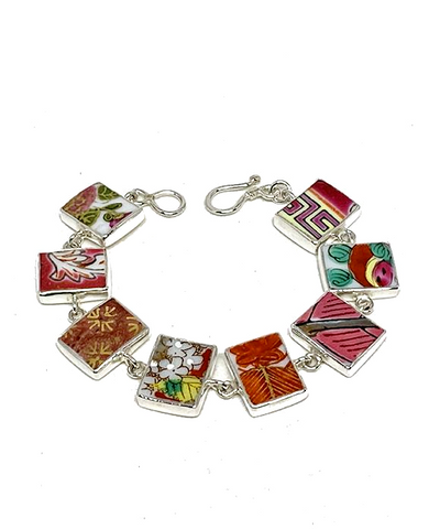 Bold Vintage Pottery Rectangle Shape Bracelet - 6 3/4