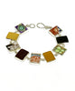 Bold Vintage Pottery & Sea Glass Rectangle Shape Bracelet - 7 1/2