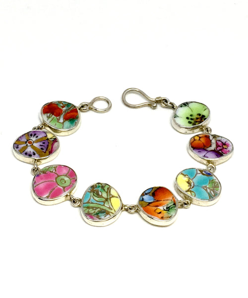 Bold Asian Inspired Vintage Pottery Bracelet - 7 1/2