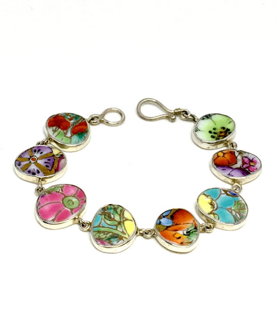 Bold Asian Inspired Vintage Pottery Bracelet - 7 1/2