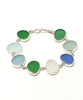 Blue, Green, Aqua and Clear Sea Glass Bracelet