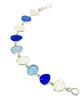 Textured Clear, Blue, & Aqua Natural Shape Sea Glass Bracelet - 7