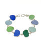 Blue, Green & Aqua Sea Glass Bracelet - 7 1/2