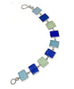 Blue, Soft Green, & Aqua Rectangle Sea Glass Bracelet - 7