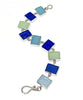 Blue, Soft Green, & Aqua Rectangle Sea Glass Bracelet - 7