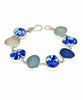 Turquoise & Cobalt Vintage Pottery with Sea Glass Bracelet - 7 1/2