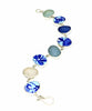 Turquoise & Cobalt Vintage Pottery with Sea Glass Bracelet - 7 1/2