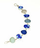 Turquoise & Cobalt Vintage Pottery with Sea Glass Bracelet - 7 1/2