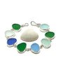 Textured Blue, Green and Aqua Sea Glass Bracelet