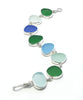 Textured Blue, Green and Aqua Sea Glass Bracelet