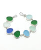 Textured Blue, Green and Aqua Sea Glass Bracelet