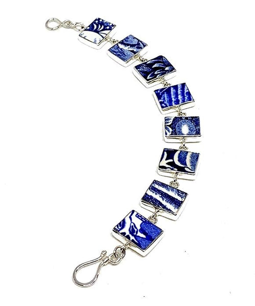 Blue and White Pattern Vintage Pottery Bracelet - 7