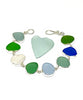 Blue, Green, Aqua & Clear Sea Glass Bracelet - 7 1/2