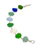 Blue, Green, Aqua & Clear Sea Glass Bracelet - 7 1/2