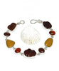 Textured Brown and Amber Sea Glass with Carnelian Stone Bracelet - 8