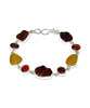 Textured Brown and Amber Sea Glass with Carnelian Stone Bracelet - 8