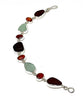 Dark Brown and Aqua Sea Glass with Carnelian Stone Bracelet - 8