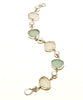 Textured Clear & Light Aqua Sea Glass and Pearls Bracelet