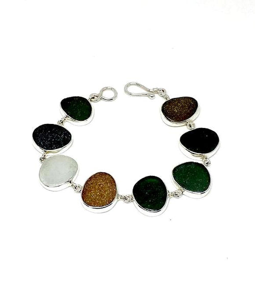 Dark Earth Tone Sea Glass Bracelet