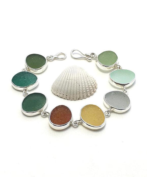 Earth Tone Sea Glass Bracelet