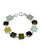 Light Earth Tone Sea Glass with Black Pearl Square Bracelet - 7 1/4