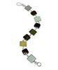 Light Earth Tone Sea Glass with Black Pearl Square Bracelet - 7 1/4