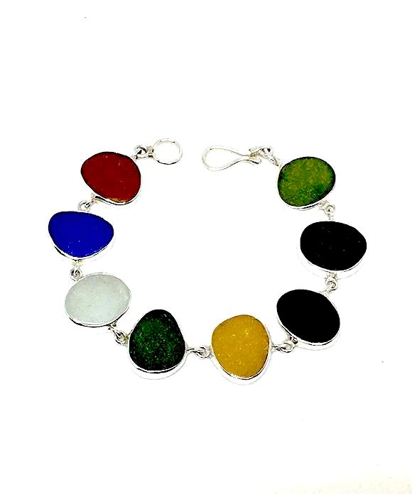 Rich Earth Tone Sea Glass Bracelet