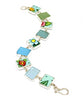 Floral Vintage Pottery & Aqua Sea Glass Rectangular Shape Bracelet - 7 1/2