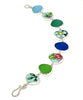 Floral Vintage Pottery & Blue & Green Sea Glass Natural Shape Bracelet - 7 1/2