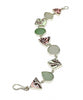 Pink & Mint Green Floral Vintage Pottery & Pastel Sea Glass Multi Shape Bracelet - 7 1/2