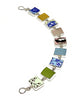 Yellow & Blue Floral Vintage Pottery & Pastel Sea Glass Rectangle Shape Bracelet - 7 1/2