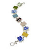 Yellow & Blue Floral Vintage Pottery & Pastel Sea Glass Rectangle Shape Bracelet - 7 1/2