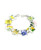 Yellow & Blue Floral Vintage Pottery Bracelet - 7 1/2