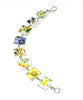 Yellow & Blue Floral Vintage Pottery Bracelet - 7 1/2