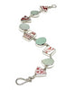 Red & White Vintage Pottery with Clear and Aqua Sea Glass Multi Shape Bracelet - 7 1/2
